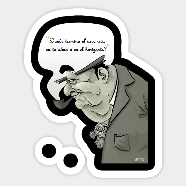 Pablo Neruda Sticker by MituCartoon